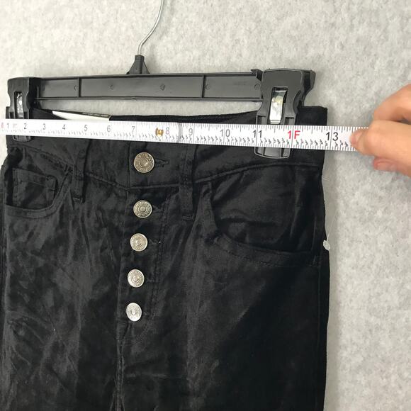 7 For All Mankind Velvet Pants Size 25 Black Victorian Academia Whimsigoth Dark - Picture 4 of 14